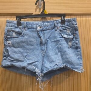 American Eagle Outfitters Light Blue Distressed Jean Shorts